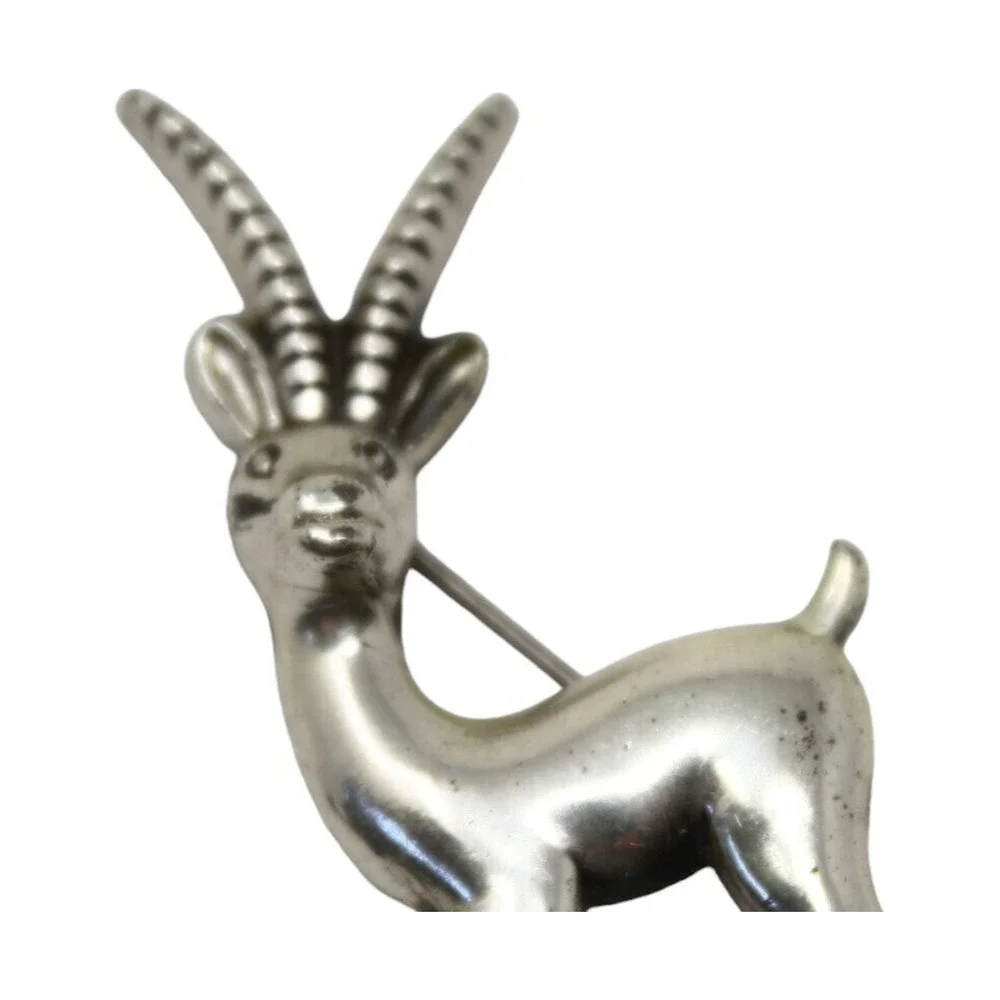 Vintage Signed Coro Pegasus Sterling 925 Antelope Gazelle Pin 2